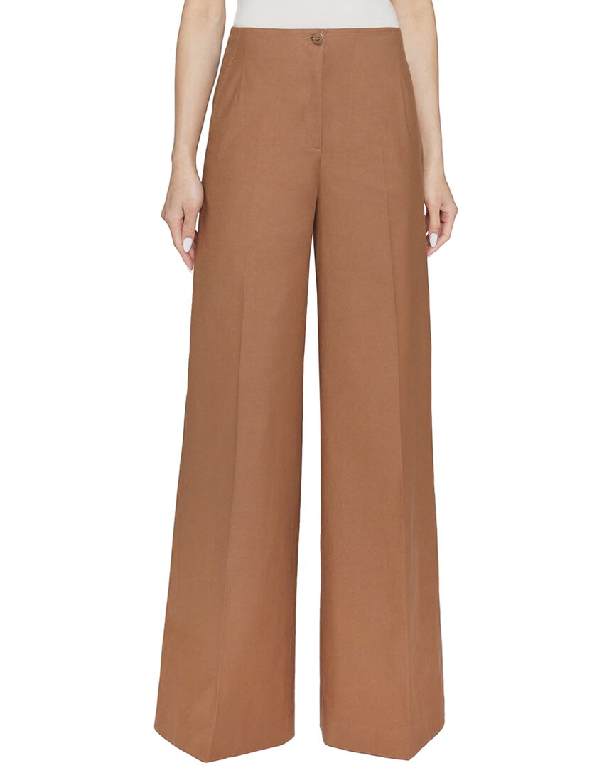 Santorelli Lily Wide-leg Stretch Cotton Pants In Brown