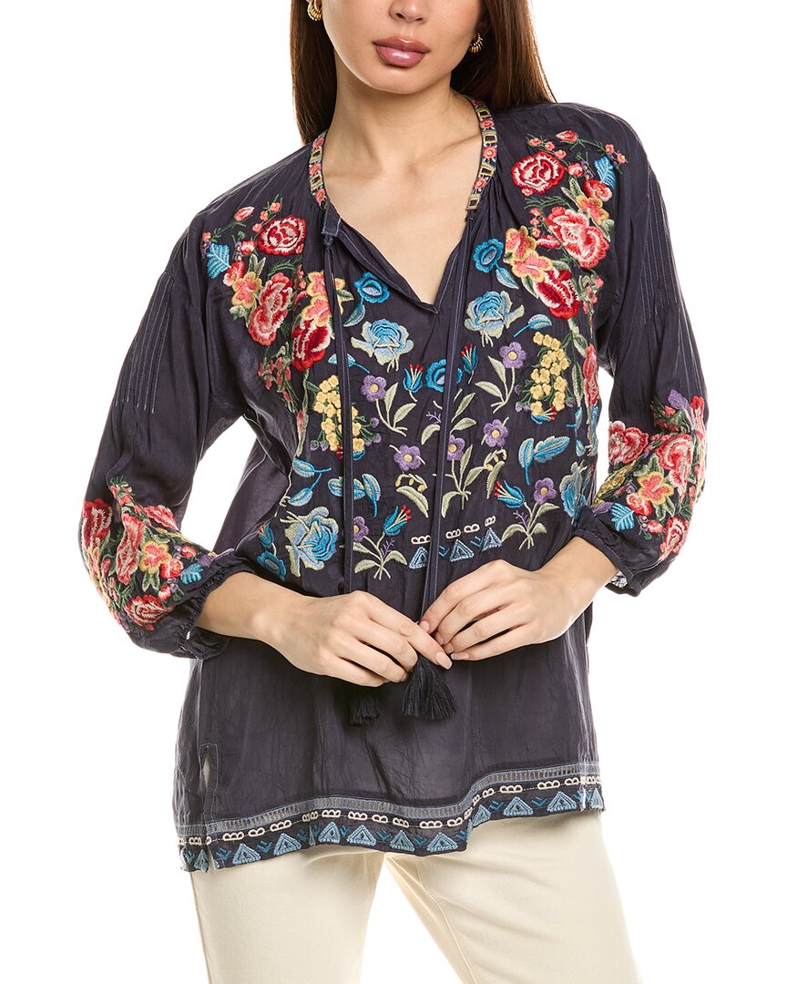 Johnny Was Zadonia Blouse In Graphite In Grey