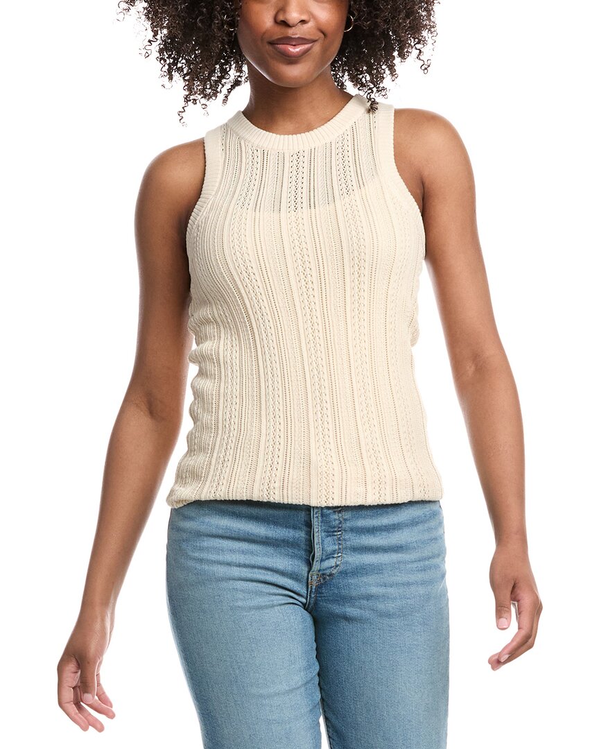 7 For All Mankind Mixed Stitch Sweater Tank In Beige