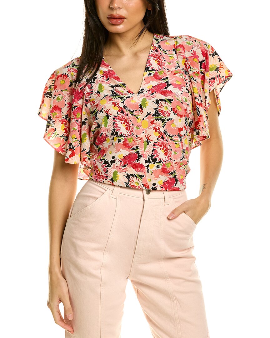 Stella Mccartney 'mallory' Floral Print Silk Top In Pink