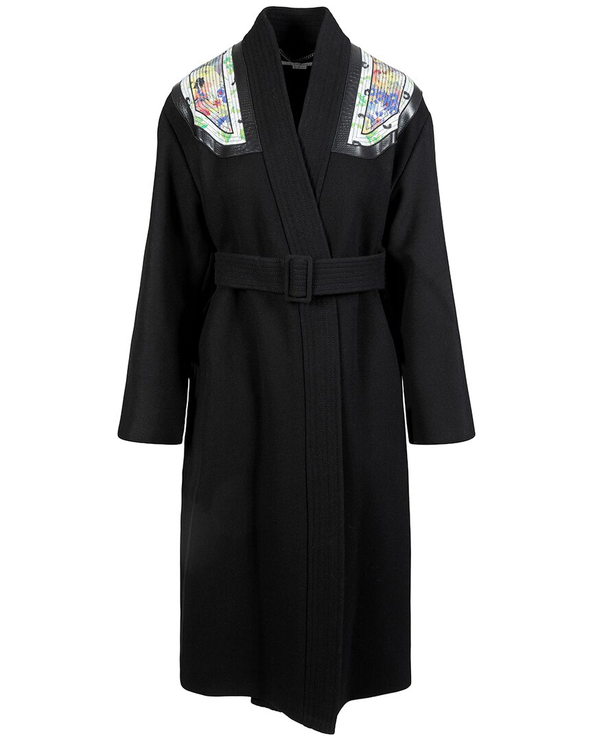 Stella Mccartney Floral Print Shoulder Patch Belted Coat