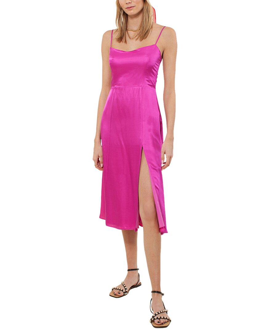 Hale Bob Solid Silk-blend Midi Dress In Pink