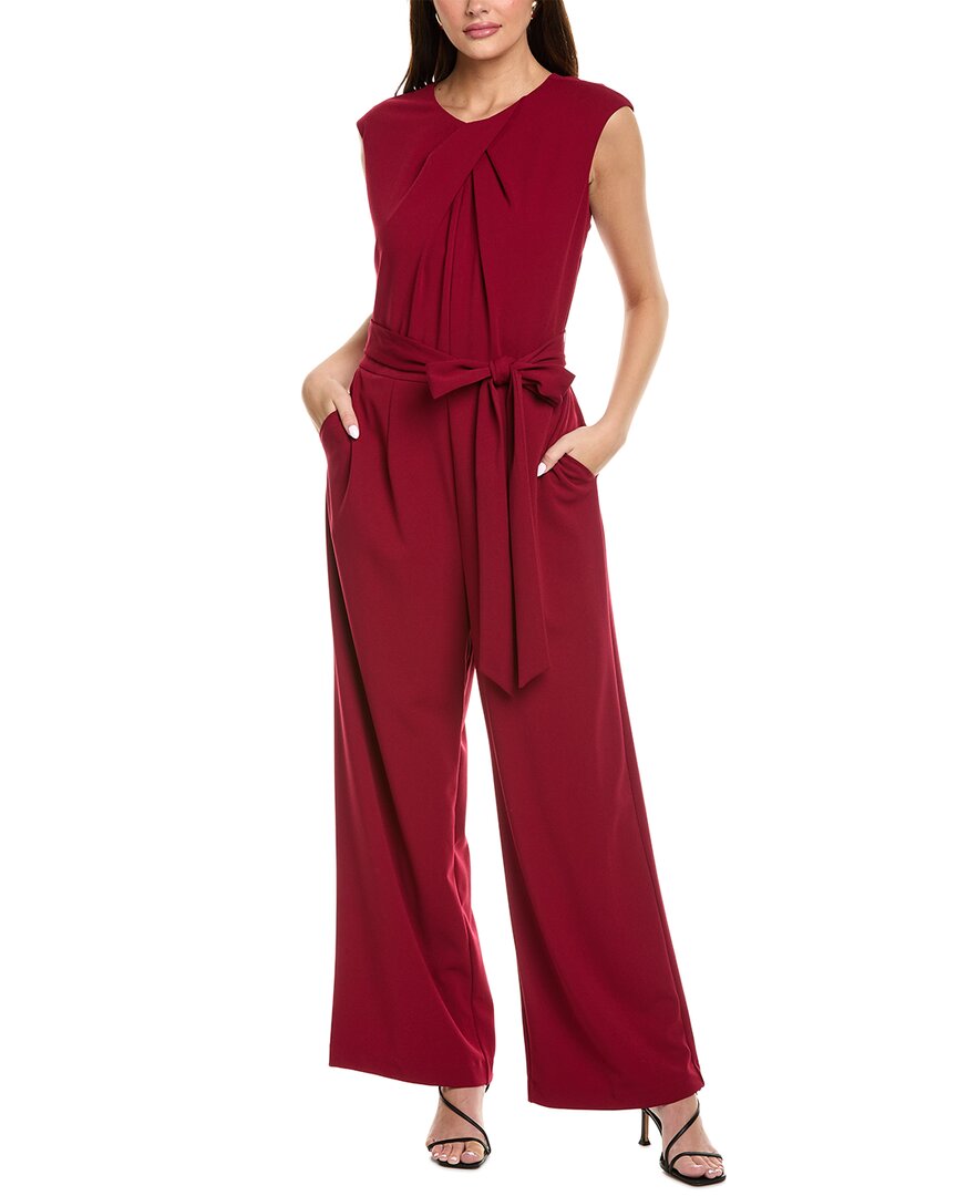 Tahari Asl Plus Sleeveless Jumpsuit In Red