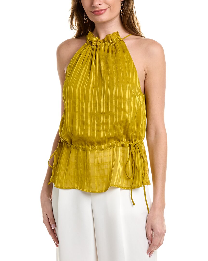 Ted Baker Cliara Textured Stretch-woven Halter-neck Top In Yellow