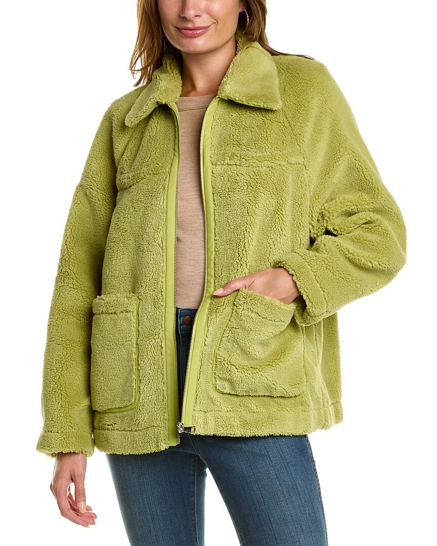 Shop Serenette Plush Jacket In Green