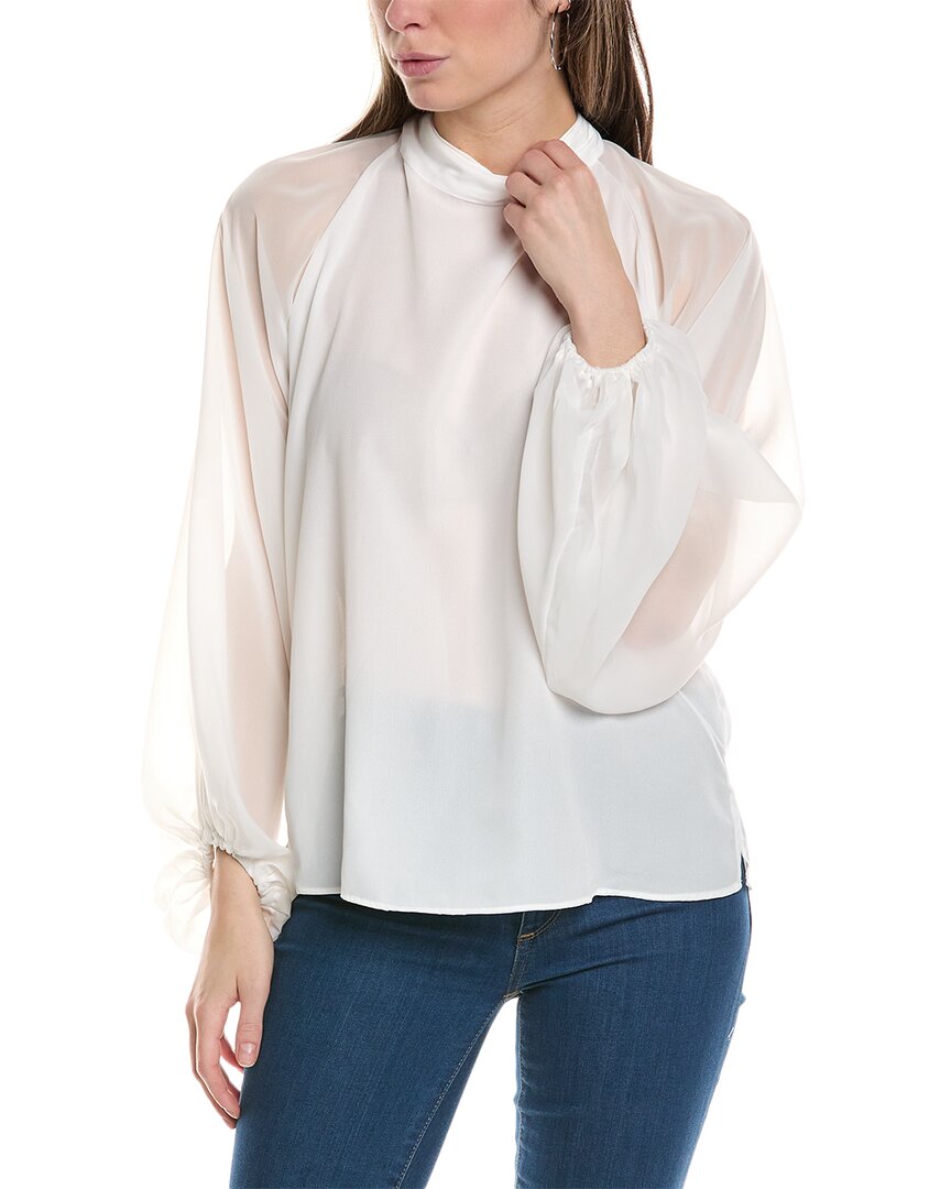 Shop Lola And Sophie Lola & Sophie Sheer Balloon Sleeve Blouse In White