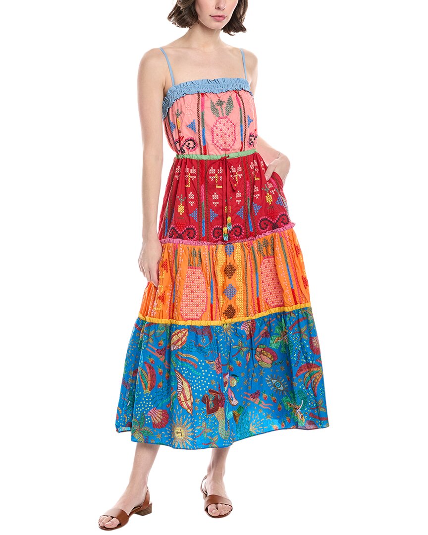Shop Farm Rio Colorblocking Embroidered Midi Dress