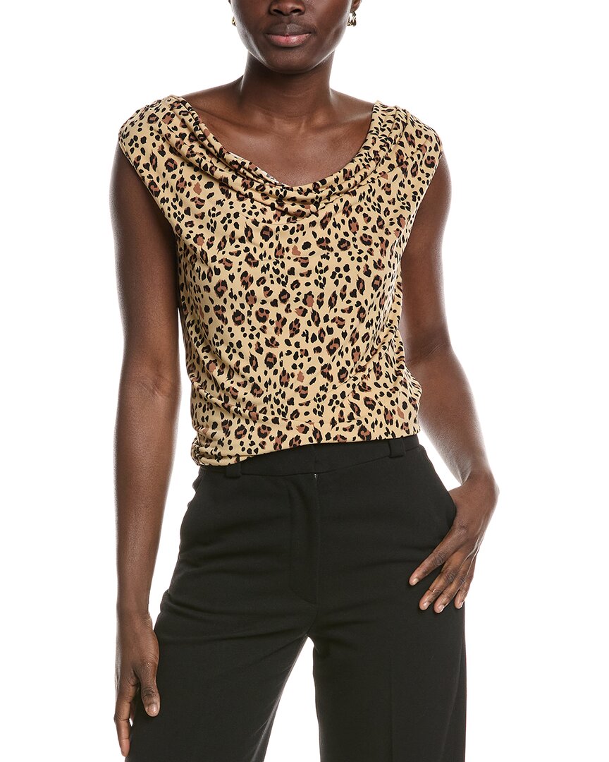 T Tahari Cowl Neck Sleeveless Top In Brown