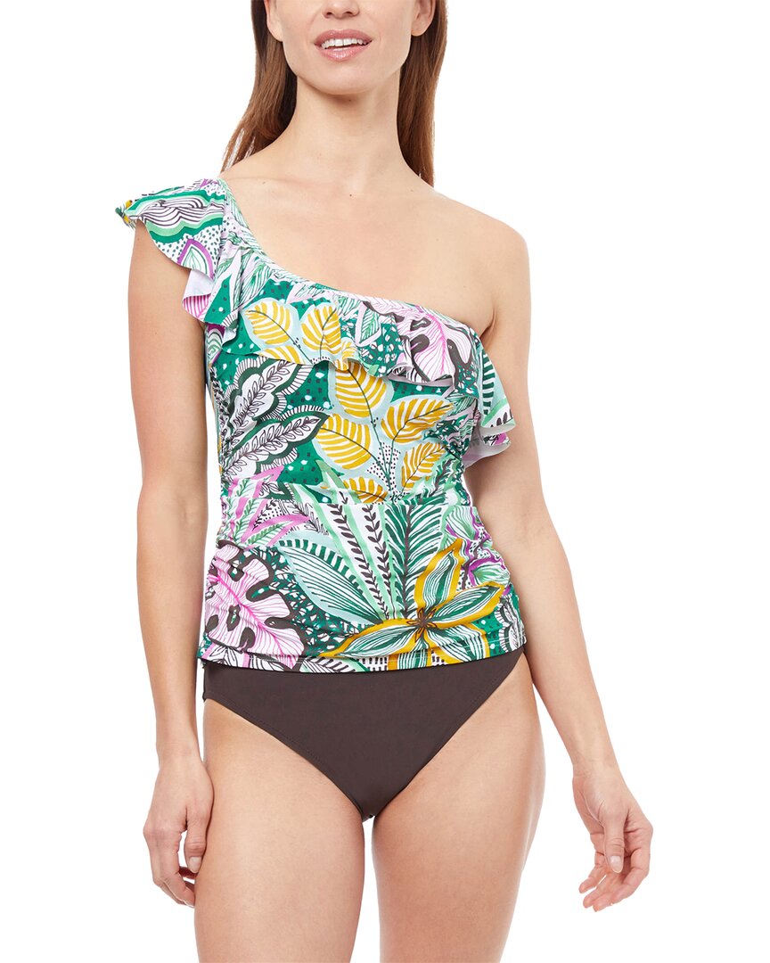 Profile By Gottex Tropic Boom One Shoulder Ruffle Top