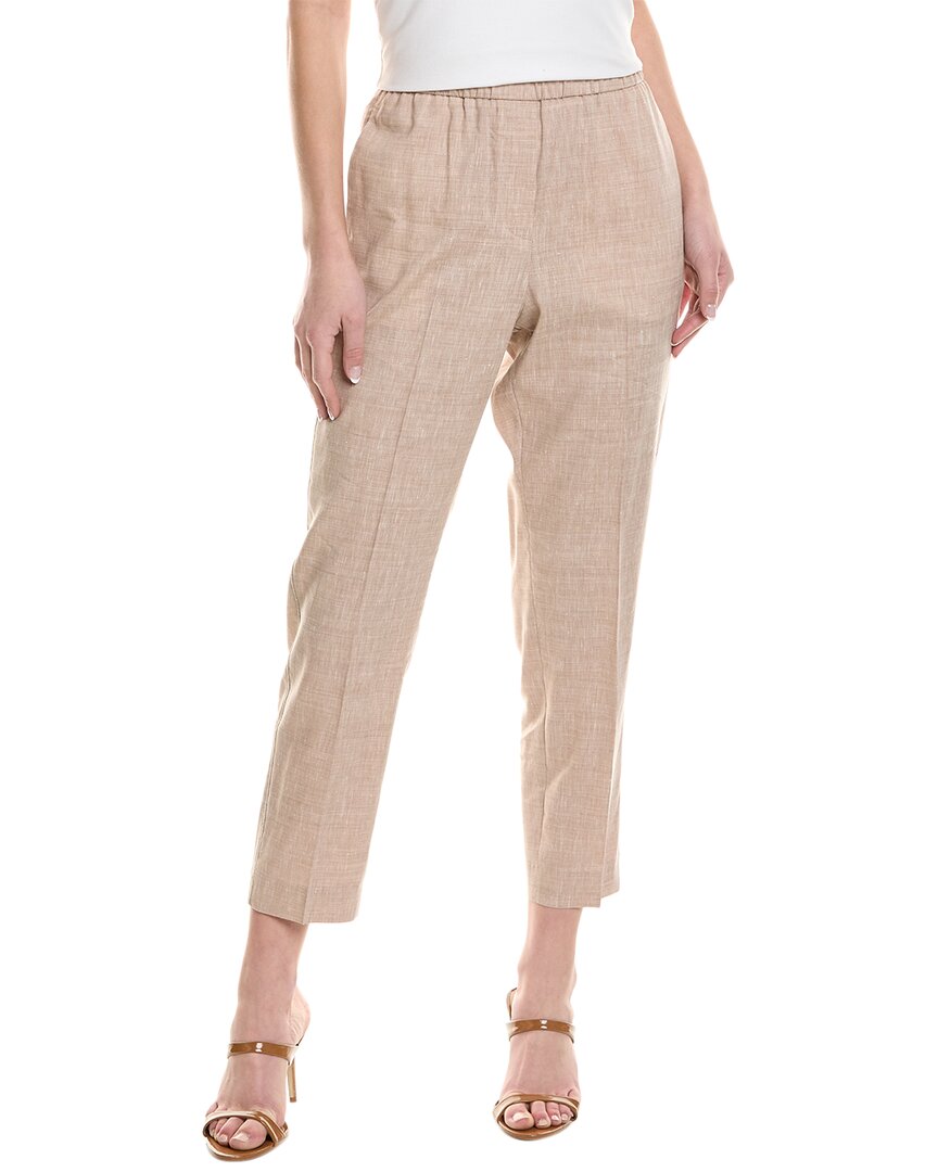 Shop Peserico Pull-on Linen & Wool-blend Pant In Brown