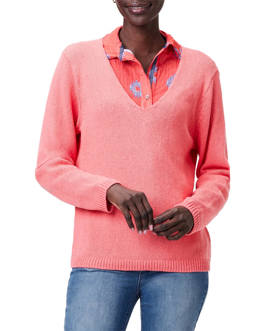 Nic + Zoe Cotton Cord Soft V Neck Sweater