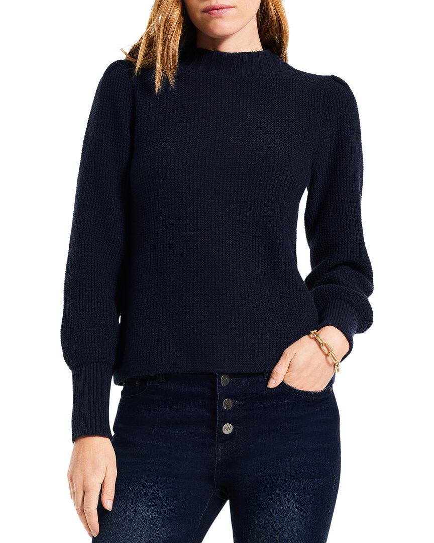 Nic + Zoe Puff Shoulder Waffle Stitch Sweater