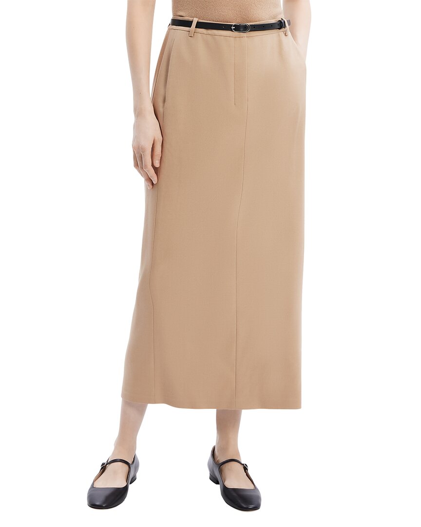 Theory High Waisted Trouser Skirt In Brown