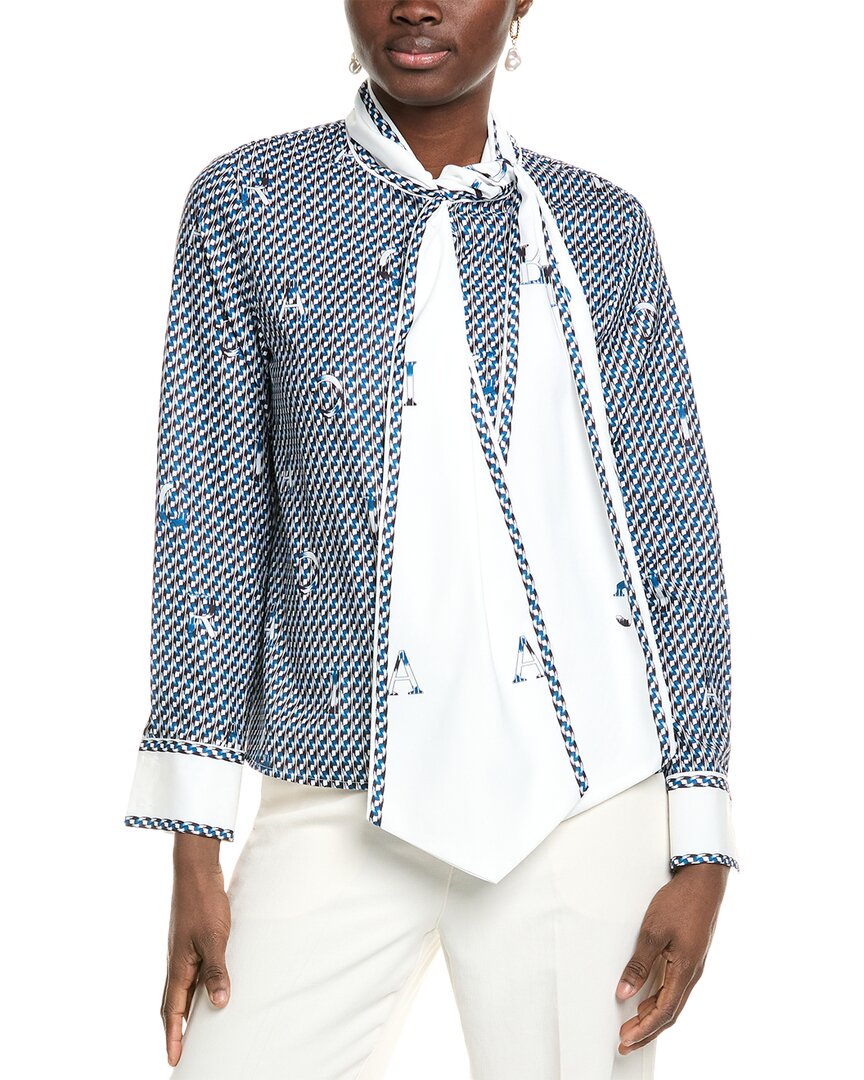 Gracia Tie-neck Blouse In Blue