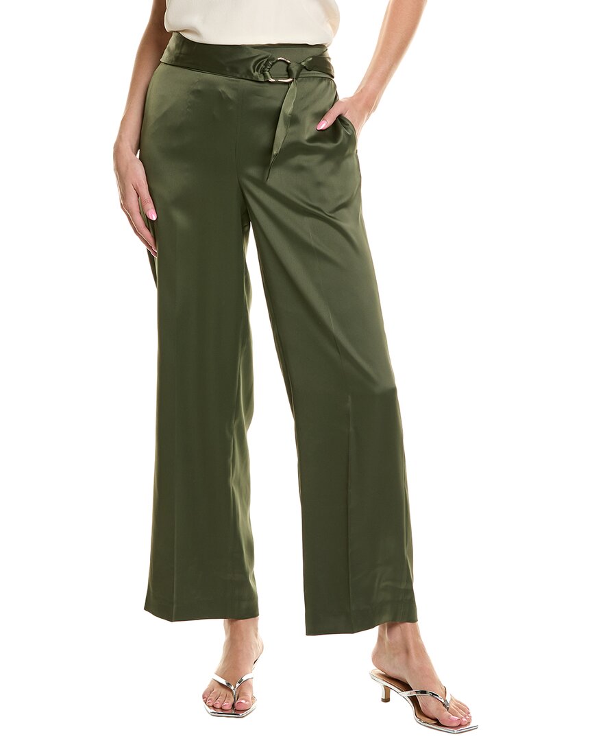 Anne Klein Belted High-rise Wide Leg Pant In Green