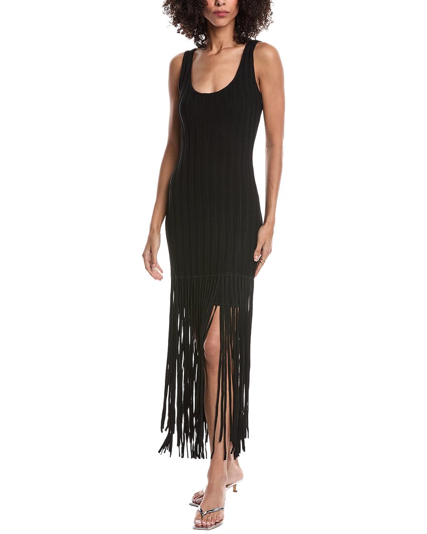 Toccin Lorelai Scoop Neck Fringe Dress In Black