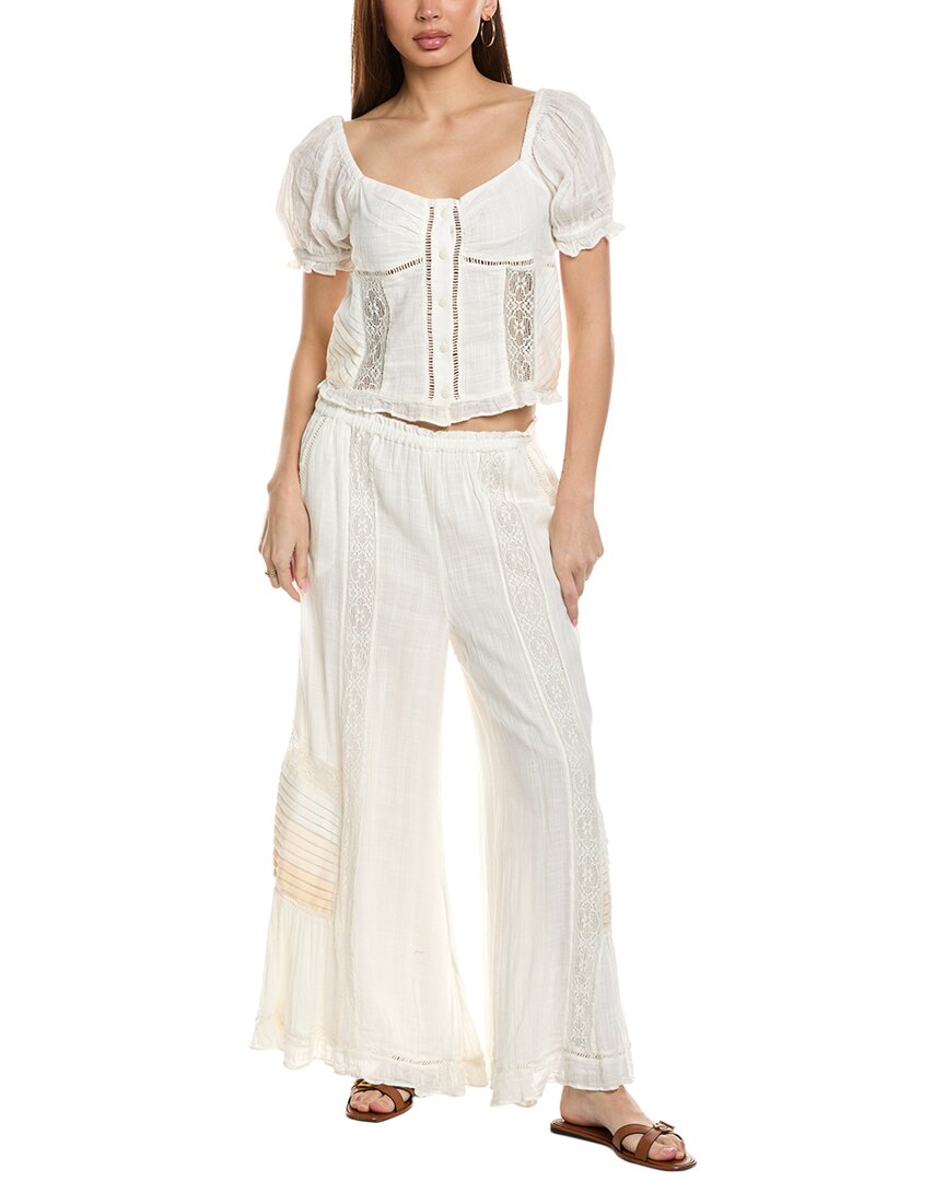 Free People 2pc Bali Alana Top & Pant Set In White