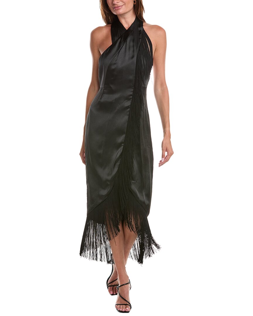 Bcbgmaxazria Fringe Cocktail Dress In Black