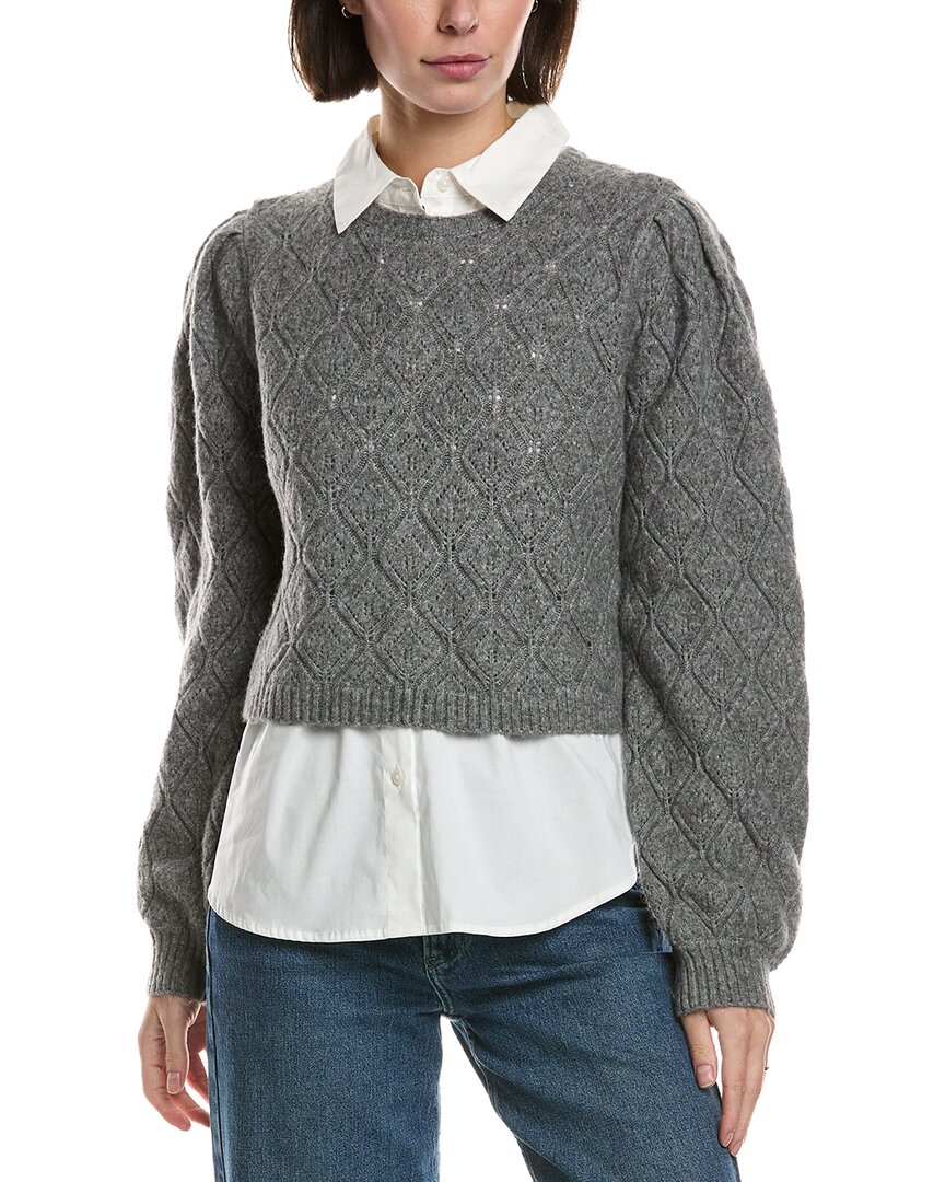 Ted Baker Pointelle Sweater In Brown