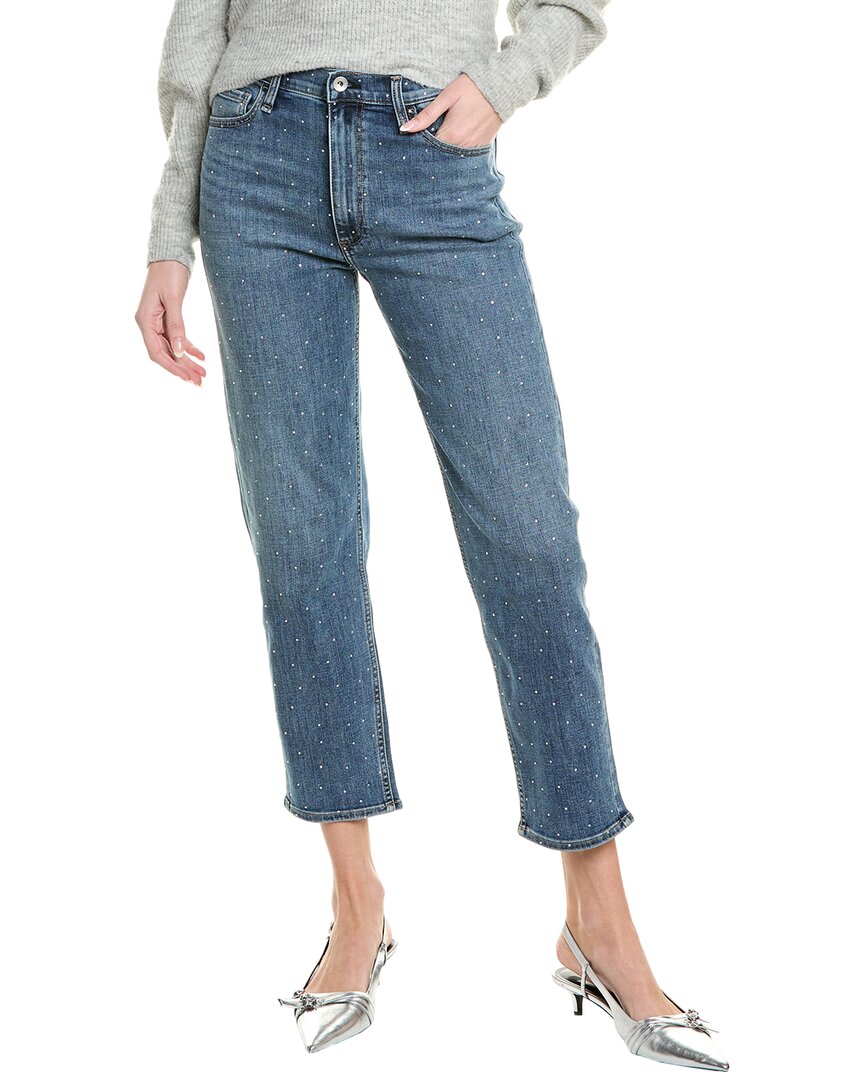 Rag & Bone Hattie Medium Wash Jewels Ankle Straight Jean In Blue