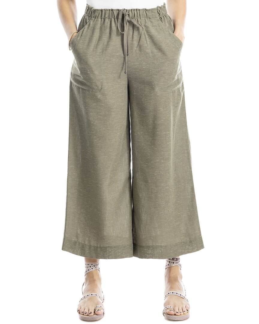 Max Studio Wide Leg Drawstring Linen-blend Crop Pant