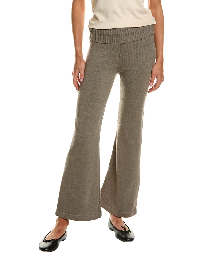 Vintage Havana Slim Fit Knit Fold-over Flare Pant In Grey