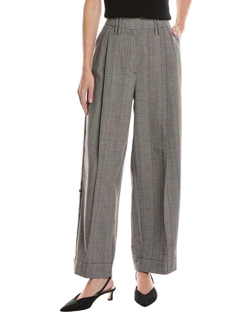 Ganni Womens Frost Gray Herringbone Tapered Wide-leg Woven Trousers In Grey