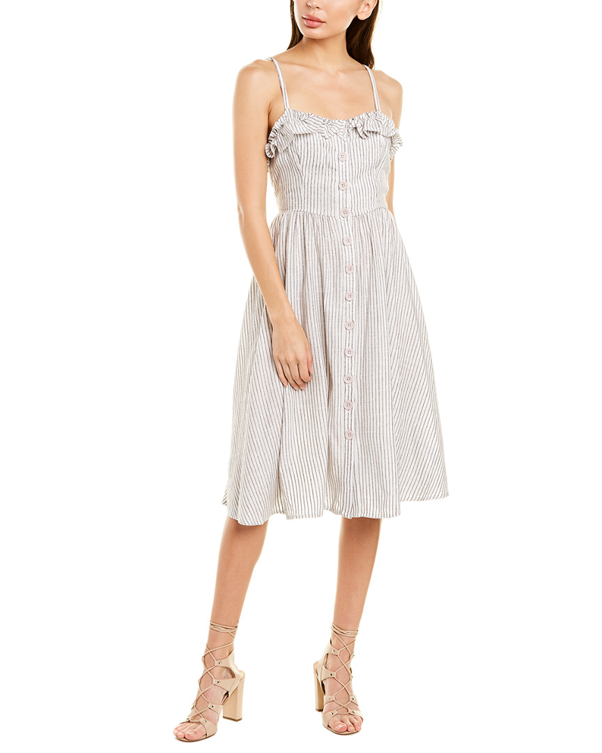 Image of French Connection Laiche Striped Ruffle Midi Dress
