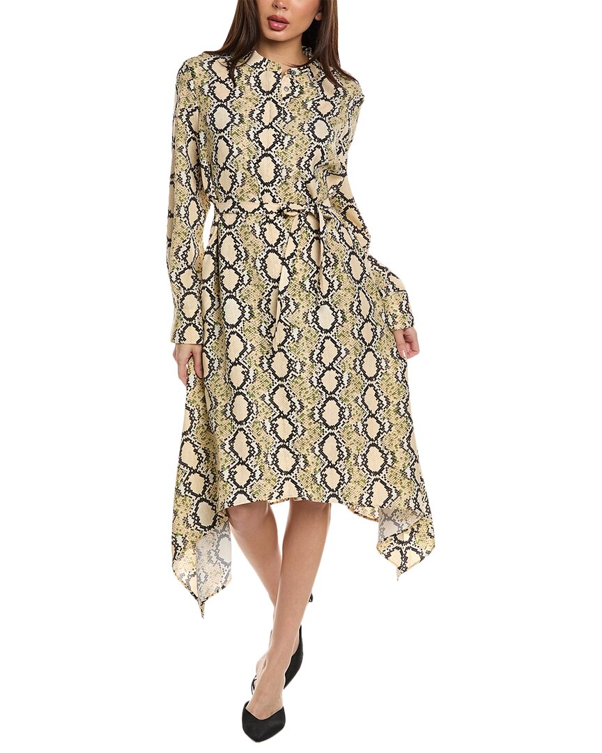 St John St. John Mandarin Collar Shirtdress In Yellow