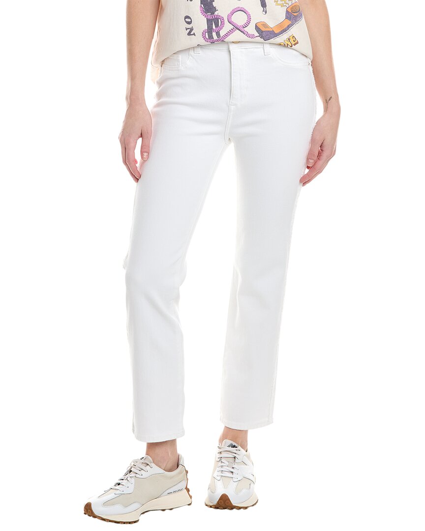 Shop Dl1961 Mara Straight Mid-rise White Frayed Instasculpt Ankle Jean