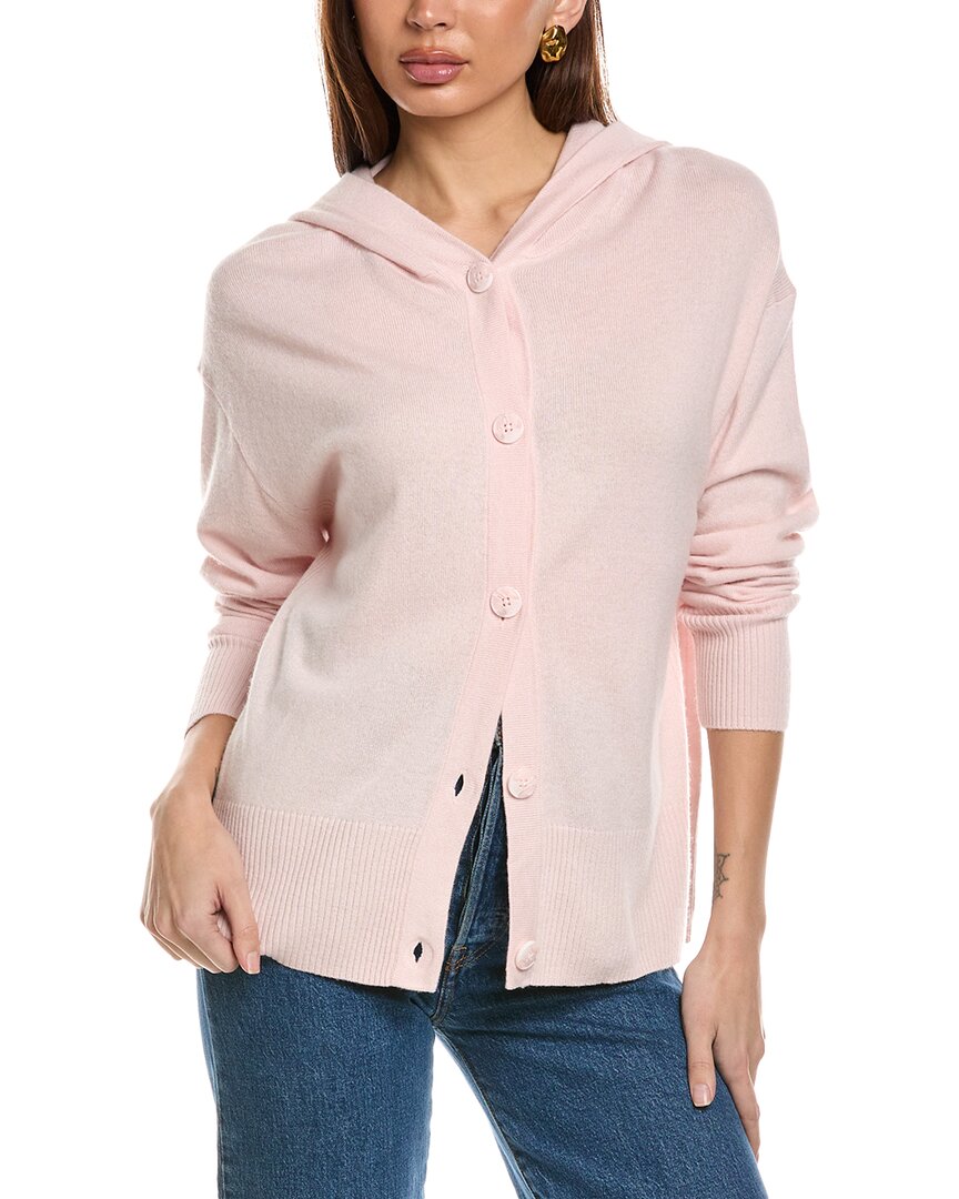 Reiss Evie - Light Pink Wool Blend Hooded Cardigan, S