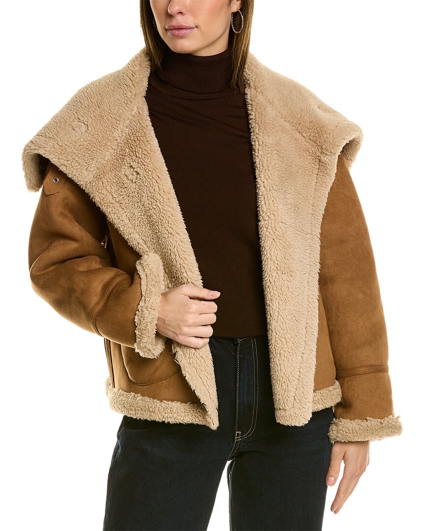 Adrienne Landau Fuzzy Jacket In Brown