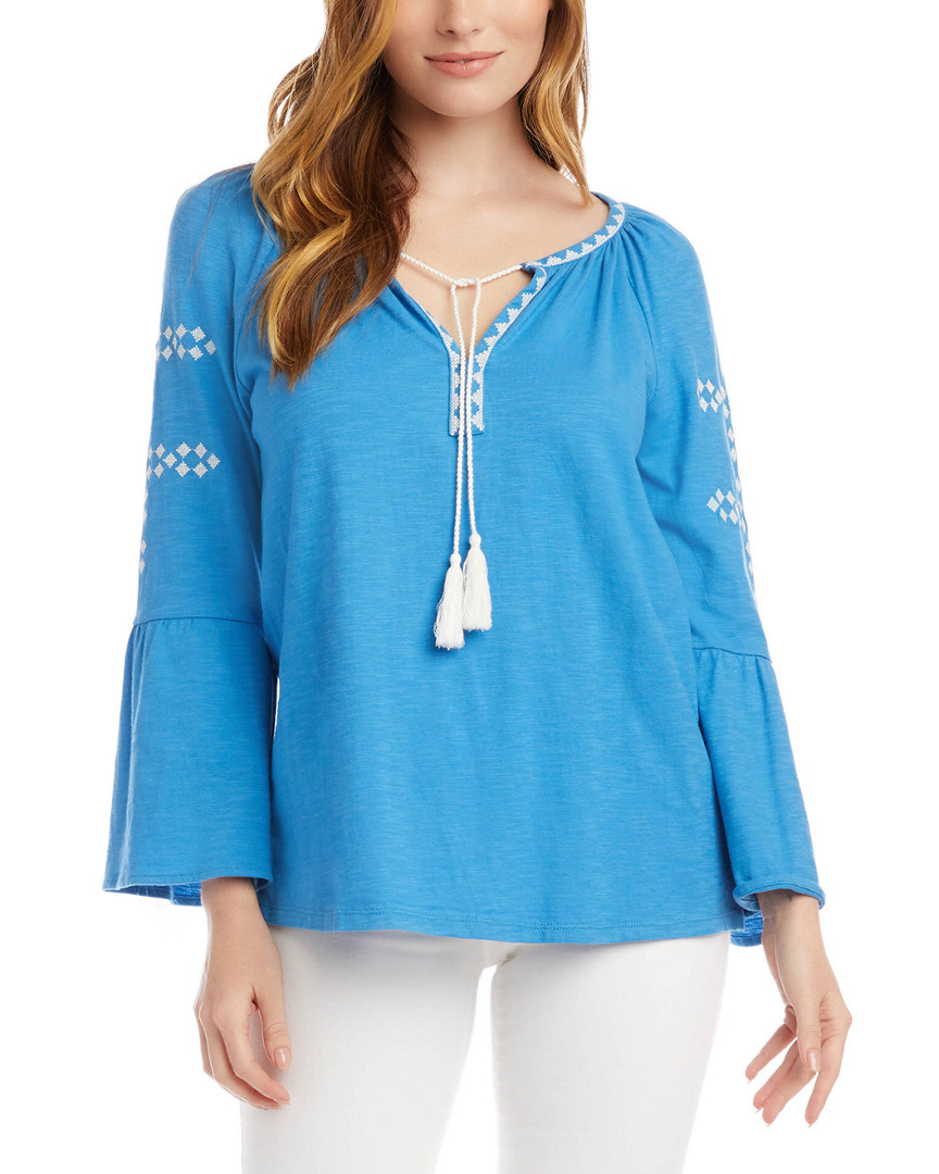 Image of Karen Kane Embroidered Bell Sleeve Top