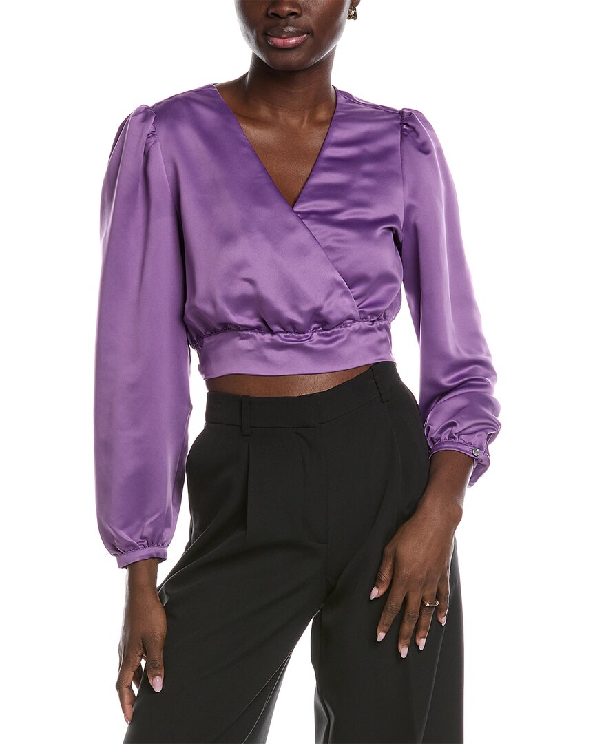 Hugo Boss Banella Crop Blouse In Purple