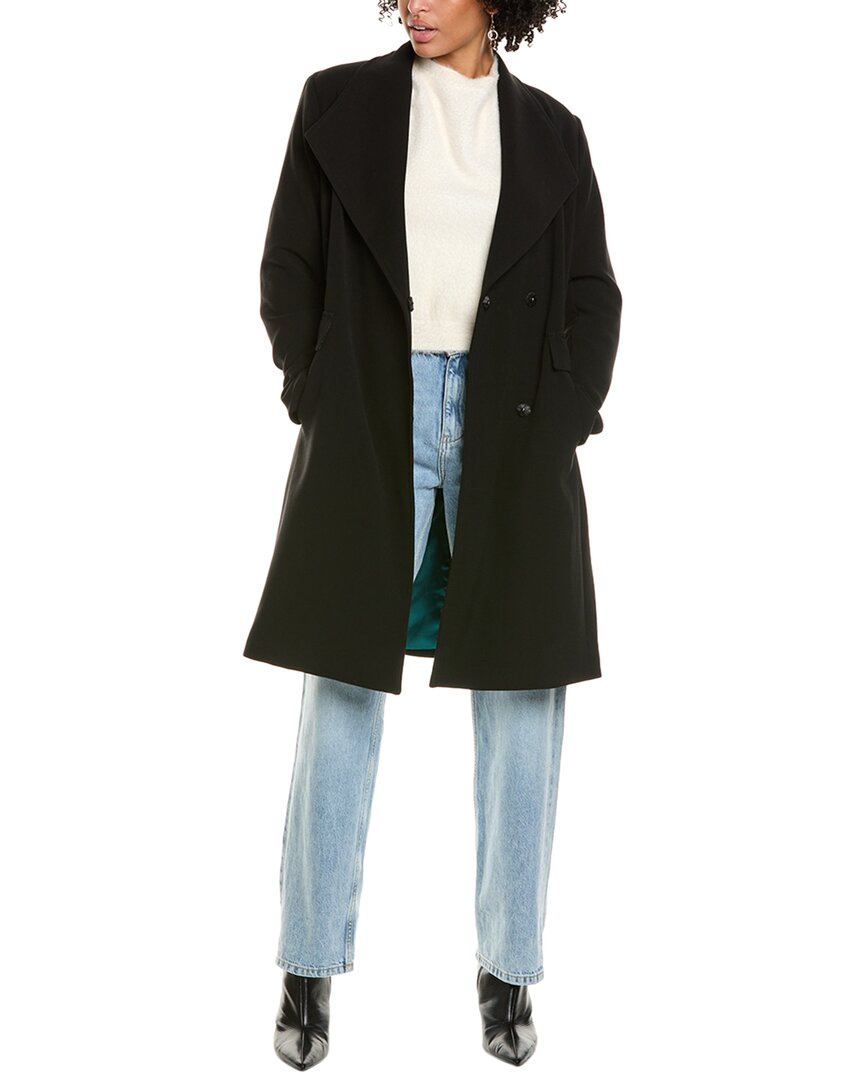 Via Spiga Crepe Coat In Black