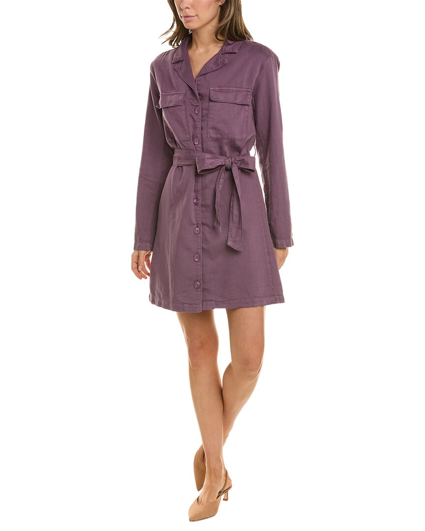 Shop Bella Dahl Belted Linen-blend Utility Mini Dress In Purple