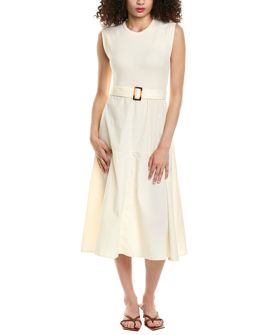 Colette Rose Belted Midi Dress In White