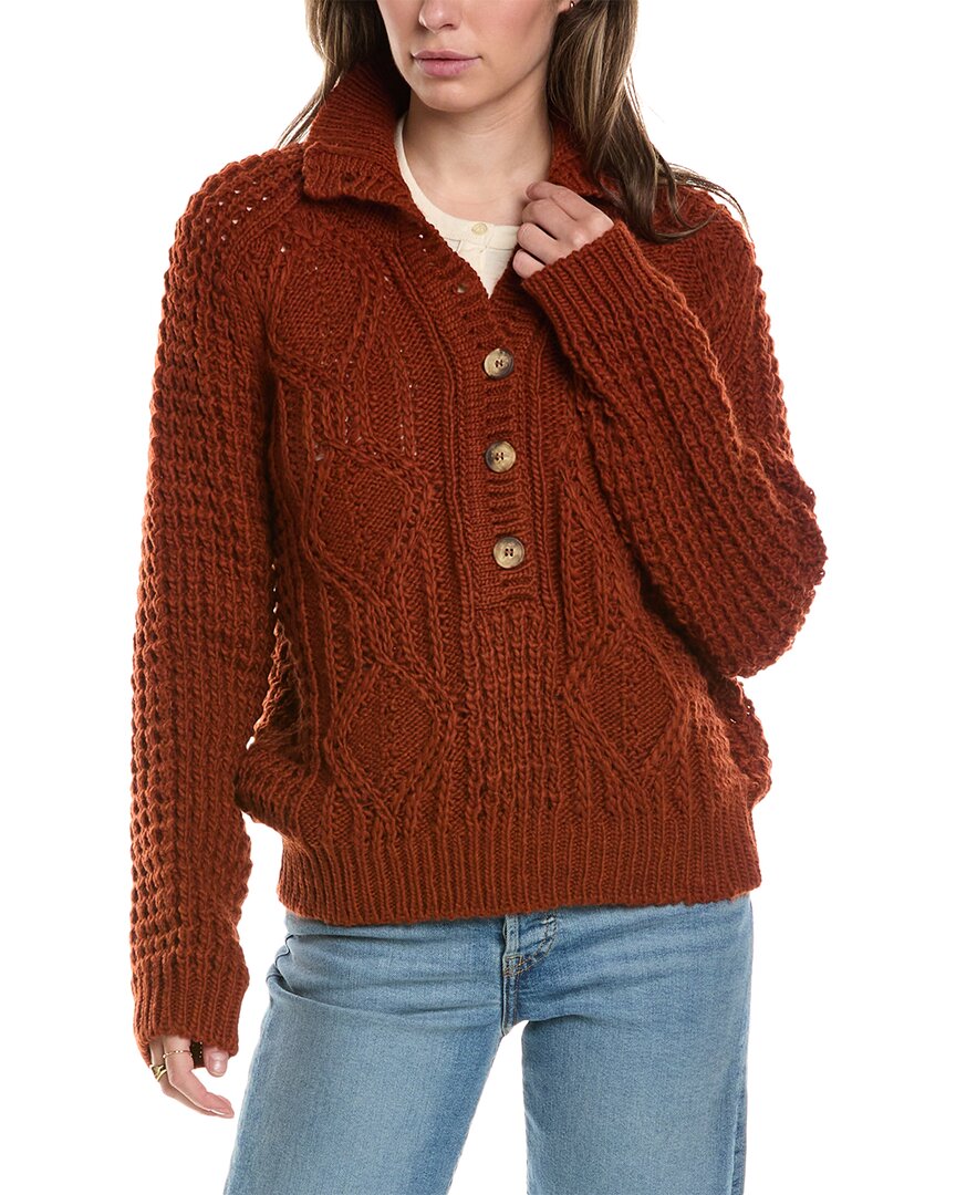 The Great The Cozy Cable Wool & Alpaca-blend Pullover In Red
