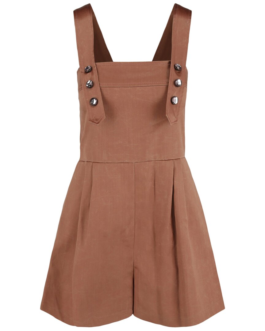 Bottega Veneta Sleeveless Jeweled Silk-blend Playsuit In Brown