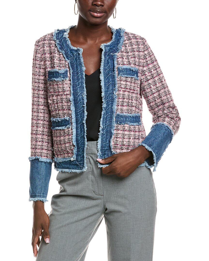 Nanette Lepore Tweed Cardigan In Blue