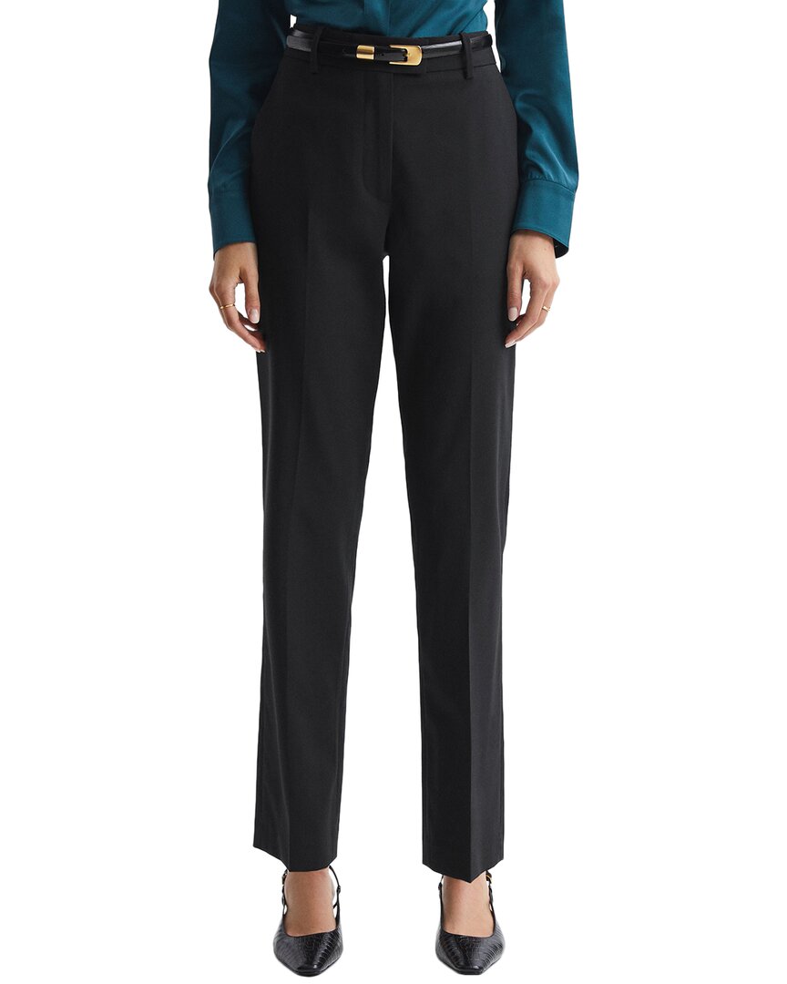 Reiss Black Petite Slim Fit Wool Blend Trousers In Black
