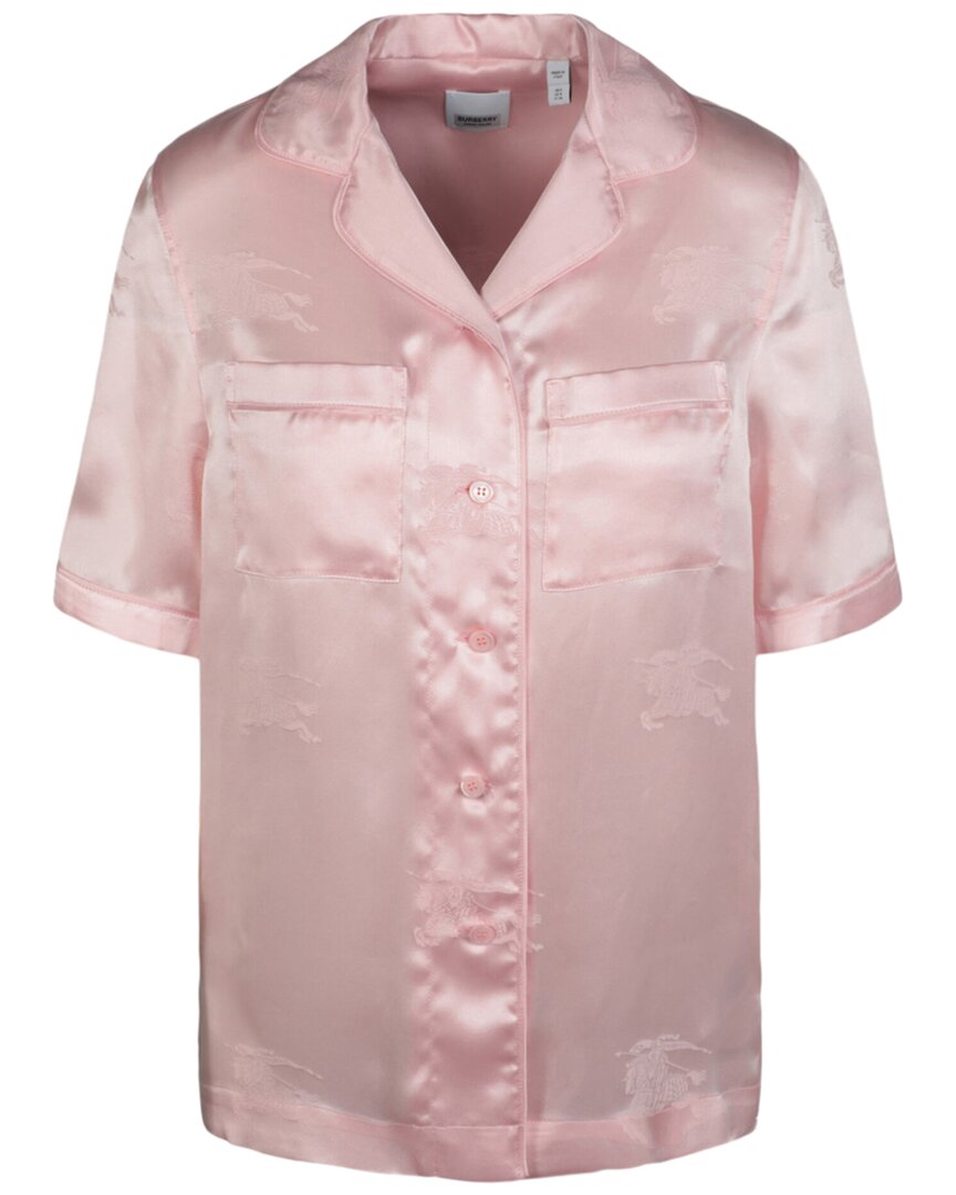 Burberry Ekd Jacquard Silk Shirt Woman Shirt Pink Size 6 Silk In Pink