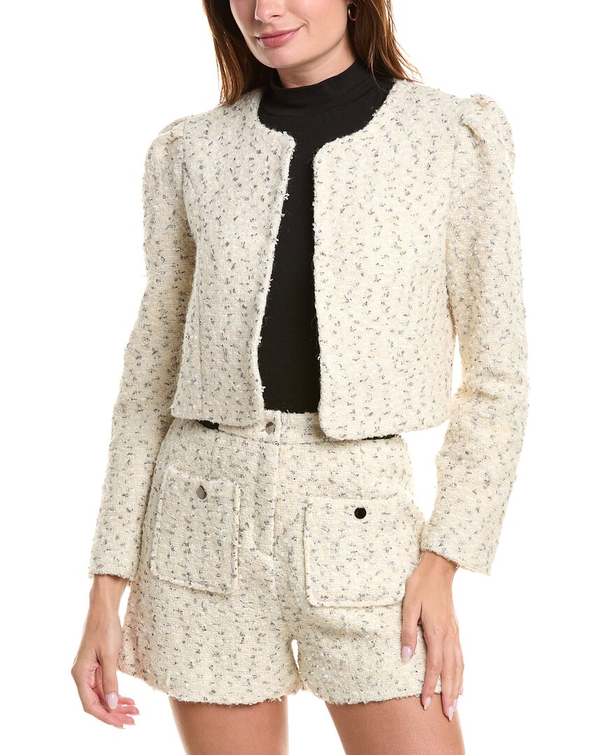 En Saison Hayes Wool-blend Crop Jacket In White