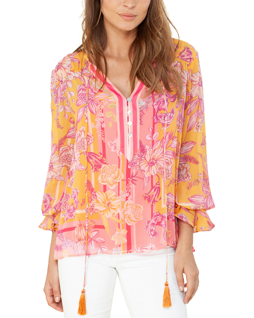 Image of Hale Bob Silk Flounce Sleeve Top