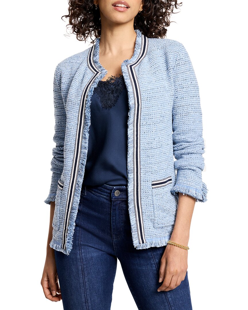 Nic + Zoe Nic+zoe Indigo Fringe Accent Knit Jacket