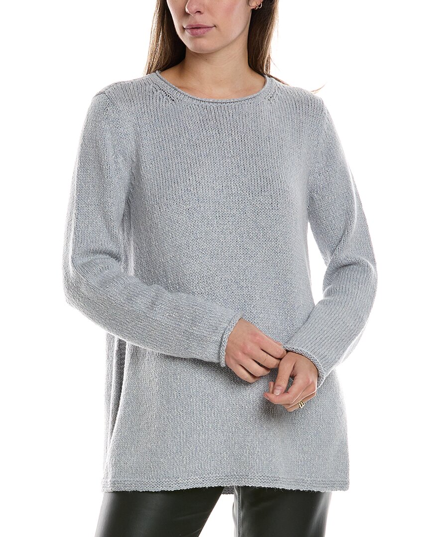Eileen Fisher Ballet Neck Alpaca-blend Pullover In Blue