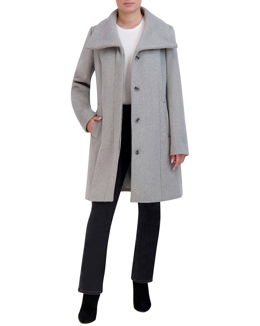 Cole Haan Convertible Collar Wool-blend Coat In Gray