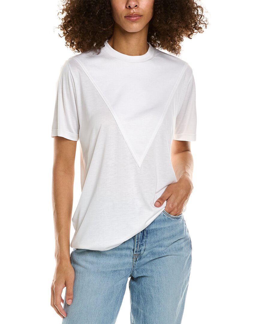 Shop Burberry Silk-blend T-shirt In White