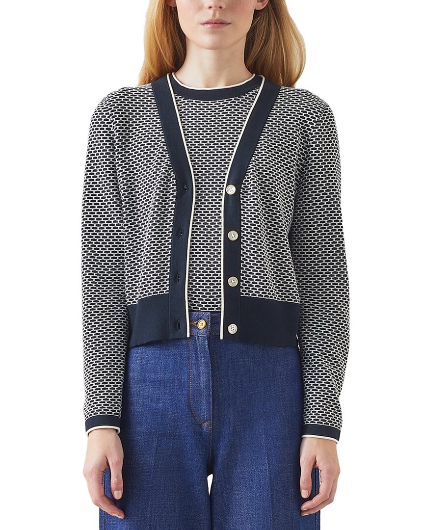 Lk Bennett Honey Wool-blend Cardigan In Blue
