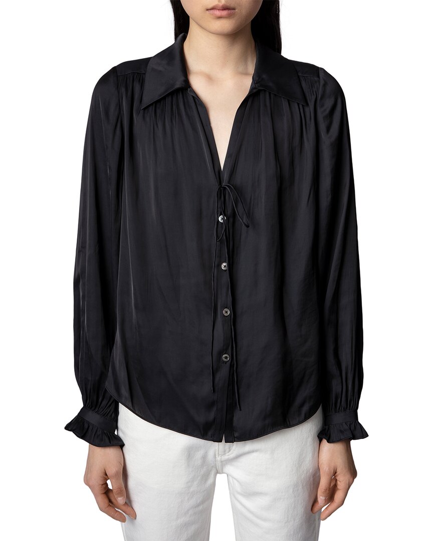 Zadig & Voltaire Tilan Satin Long-sleeve Blouse